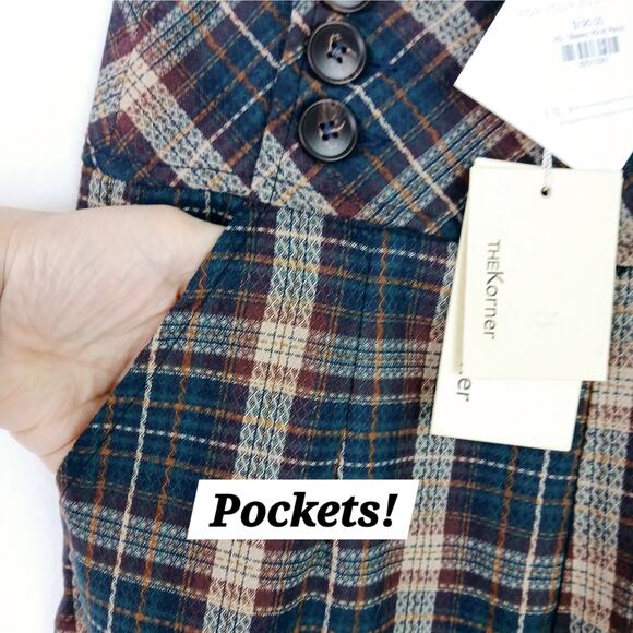 The Korner SZ 2 Bailey Plaid Pants Pockets Side Zip NWT $120 - Picture 3 of 9
